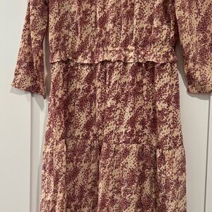 Stylish Kids Casual Dress in Red and Cream